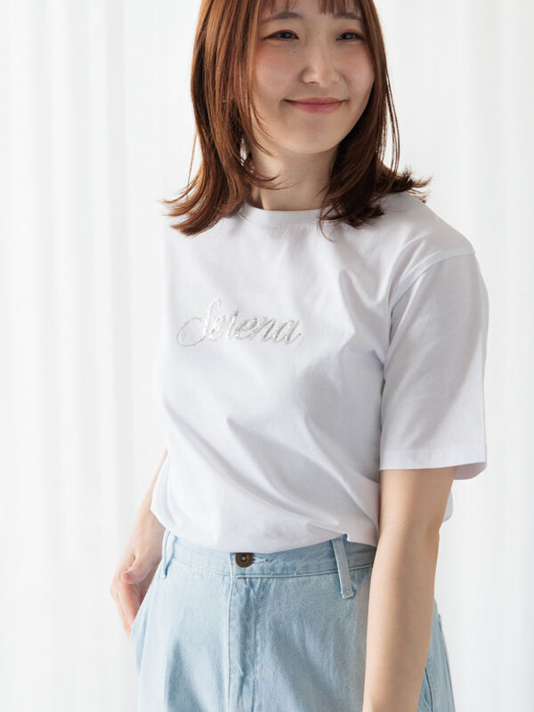 スパンコールロゴTシャツ（オフホワイト/チャコールグレー/ネイビー）｜Te chichi TERRASSE（テチチ テラス）通販