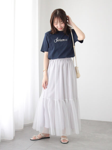 スパンコールロゴTシャツ（オフホワイト/チャコールグレー/ネイビー）｜Te chichi TERRASSE（テチチ テラス）通販