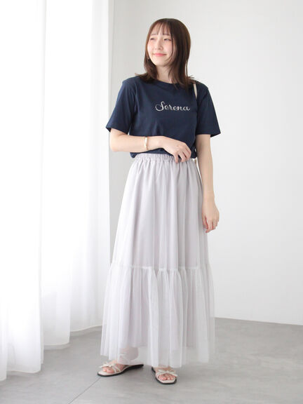 スパンコールロゴTシャツ（オフホワイト/チャコールグレー/ネイビー）｜Te chichi TERRASSE（テチチ テラス）通販