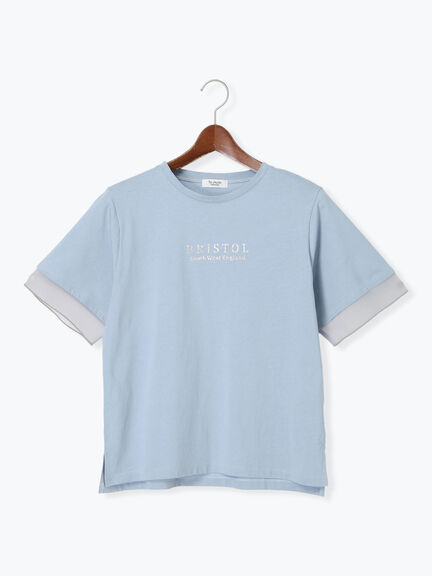 型押しプリント袖切替Tシャツ（オフホワイト/ブラック/ブルー）｜Te chichi TERRASSE（テチチ テラス）通販