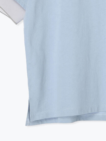 型押しプリント袖切替Tシャツ（オフホワイト/ブラック/ブルー）｜Te chichi TERRASSE（テチチ テラス）通販