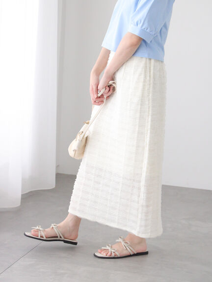 チュールシャーリングナロースカート《2025summer catalog item》（オフホワイト/ブラック）｜Te chichi TERRASSE（テチチ テラス）通販