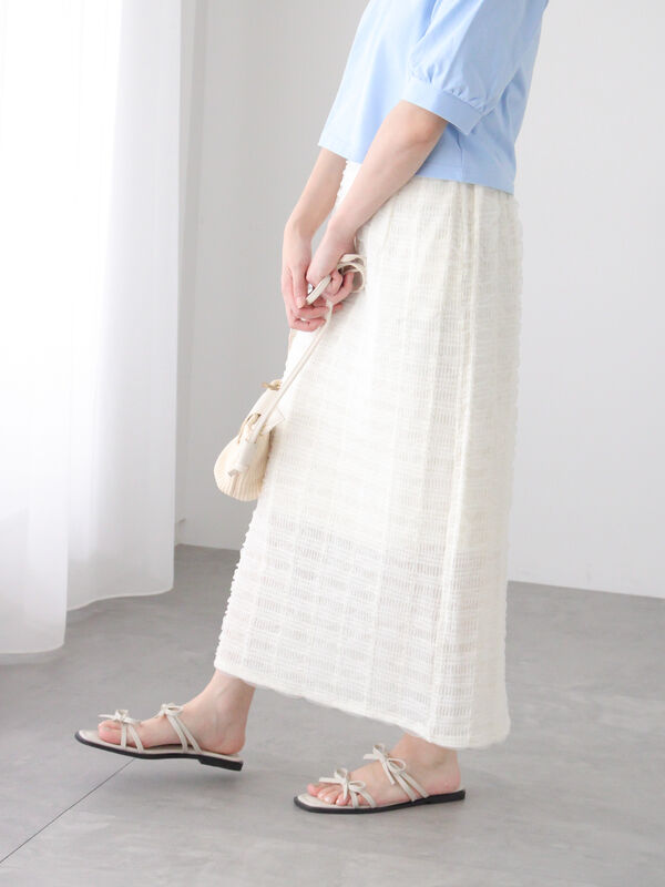 Malbon 2025夏新作ホワイト ノースリーブ×プリーツスカート2点 美品✨ セール】 チュールシャーリングナロースカート《2025summer catalog