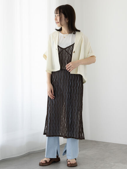 テーラーカラー羽織りシャツ《2025summer catalog item》（オフホワイト/チャコールグレー/ブラウン）｜Te chichi TERRASSE（テチチ テラス）通販