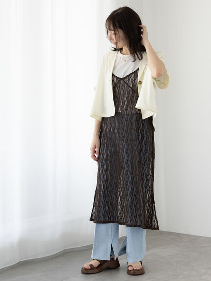 テーラーカラー羽織りシャツ《2025summer catalog item》（オフホワイト/チャコールグレー/ブラウン）｜Te chichi TERRASSE（テチチ テラス）通販