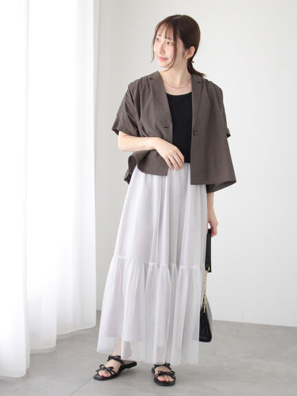 テーラーカラー羽織りシャツ《2025summer catalog item》（オフホワイト/チャコールグレー/ブラウン）｜Te chichi TERRASSE（テチチ テラス）通販