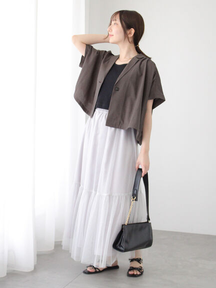 テーラーカラー羽織りシャツ《2025summer catalog item》（オフホワイト/チャコールグレー/ブラウン）｜Te chichi TERRASSE（テチチ テラス）通販
