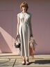 麻調カシュクールワンピース《2025summer catalog item》（チャコールグレー/ベージュ/ブルー）｜Te chichi TERRASSE（テチチ テラス）通販