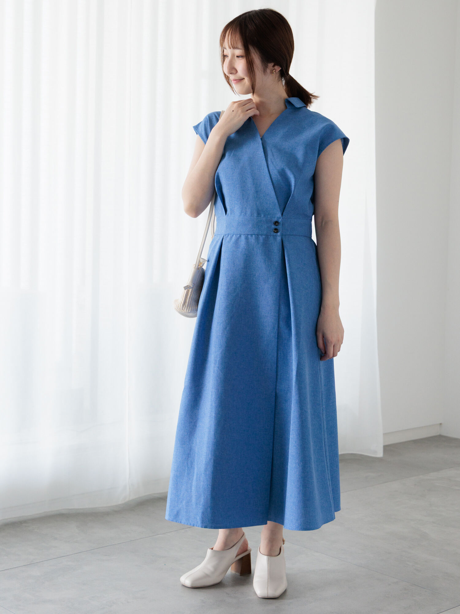 麻調カシュクールワンピース《2025summer catalog item