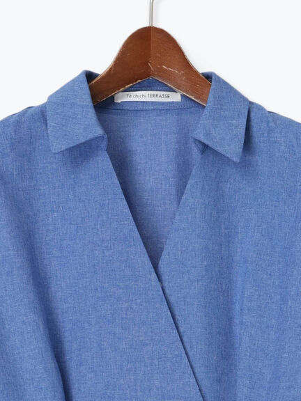 麻調カシュクールワンピース《2025summer catalog item》（チャコールグレー/ベージュ/ブルー）｜Te chichi TERRASSE（テチチ テラス）通販