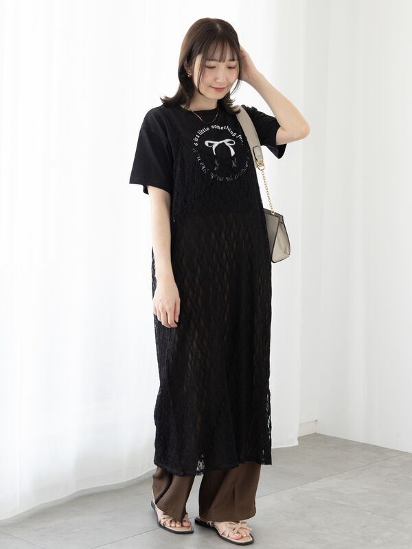 セール】 【接触冷感】リボンモチーフロゴTシャツ（オフホワイト