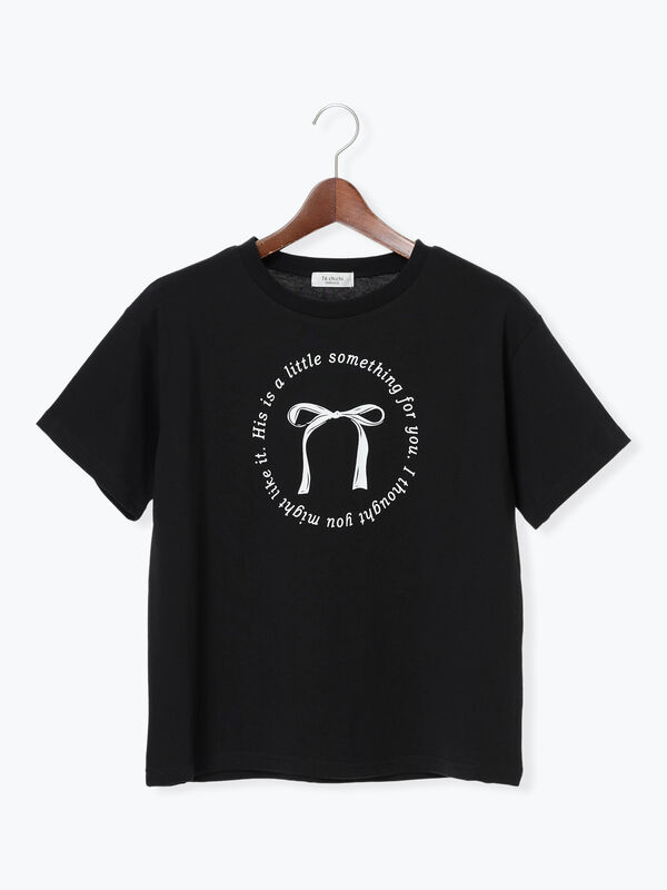 セール】 【接触冷感】リボンモチーフロゴTシャツ（オフホワイト