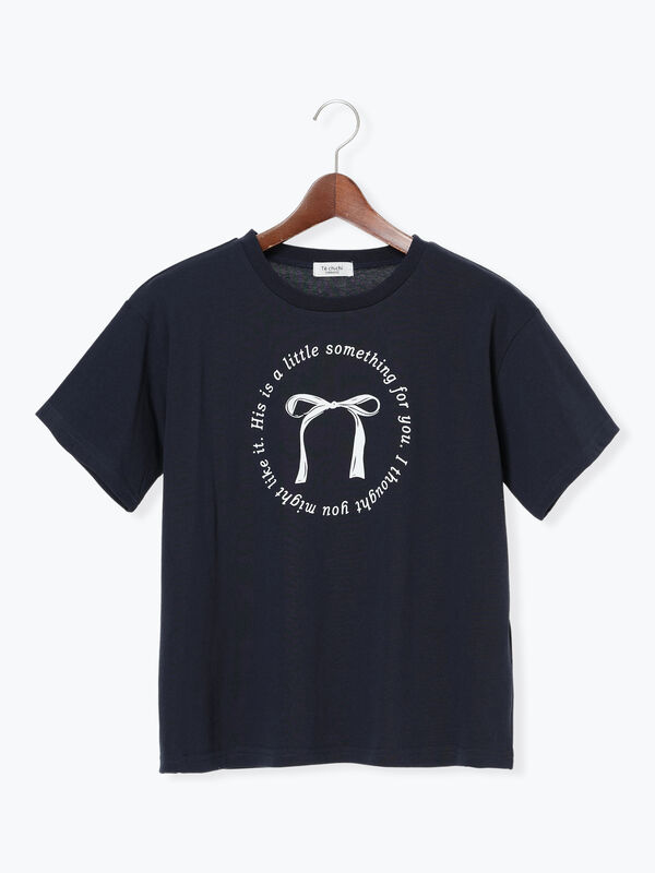 セール】 【接触冷感】リボンモチーフロゴTシャツ（オフホワイト