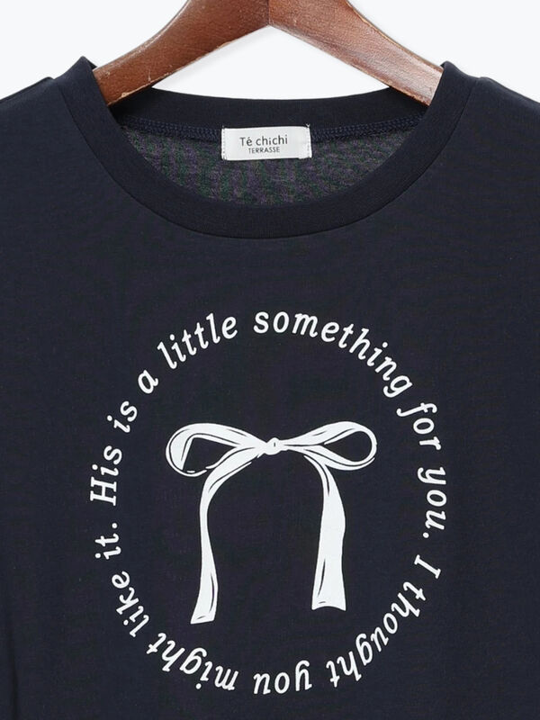 セール】 【接触冷感】リボンモチーフロゴTシャツ（オフホワイト