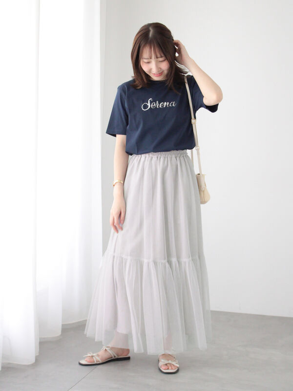 セール】 ラメチュールギャザースカート（グレー/チャコールグレー