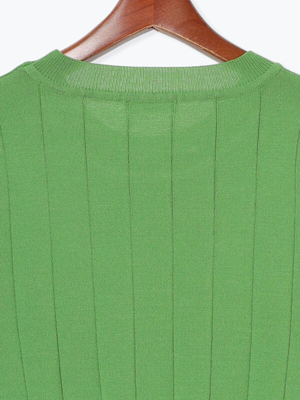 セール】 ワイドリブ半袖クルーネックニット（オフホワイト