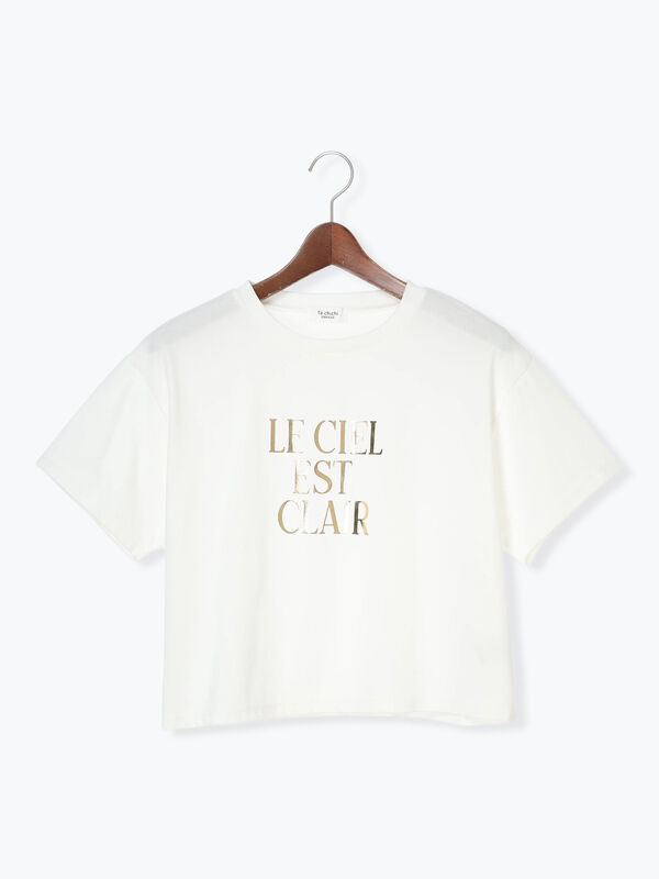 【接触冷感】箔プリントクロップドTシャツ（シルバー/チャコールグレー/ゴールド）｜Te chichi TERRASSE（テチチ テラス）通販