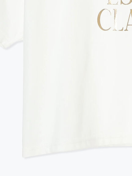 【接触冷感】箔プリントクロップドTシャツ（シルバー/チャコールグレー/ゴールド）｜Te chichi TERRASSE（テチチ テラス）通販