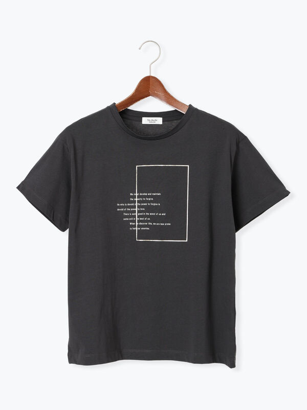 セール】 箔ロゴプリントTシャツ（オフホワイト