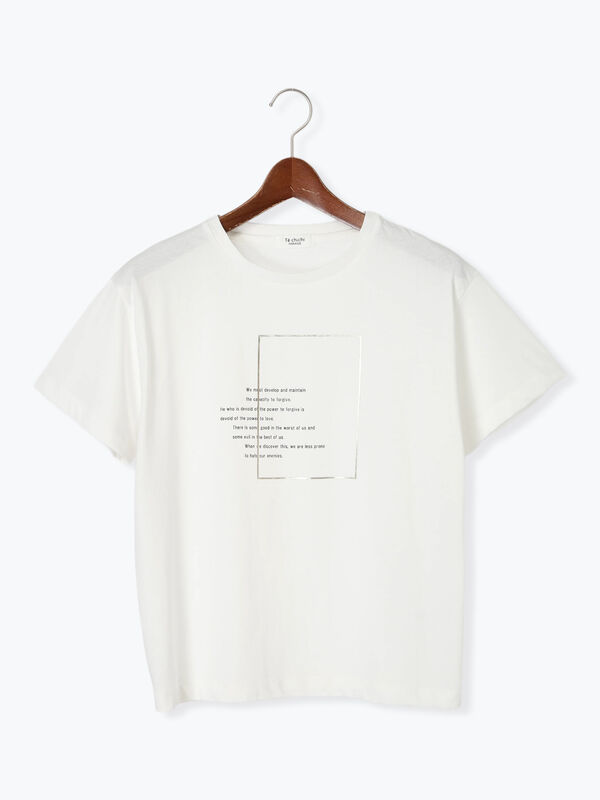 セール】 箔ロゴプリントTシャツ（オフホワイト