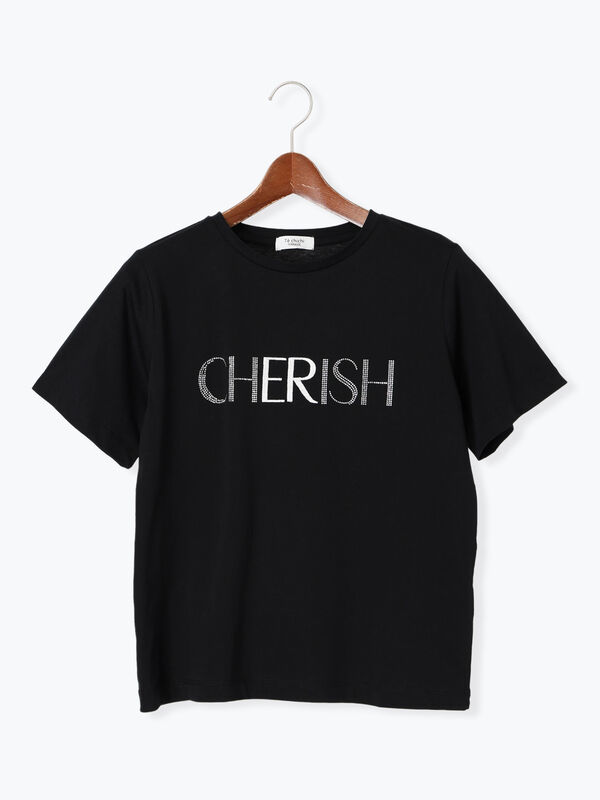 ラインストーン×刺繍Tシャツ（ブラック）｜Te chichi TERRASSE（テチチ テラス）通販