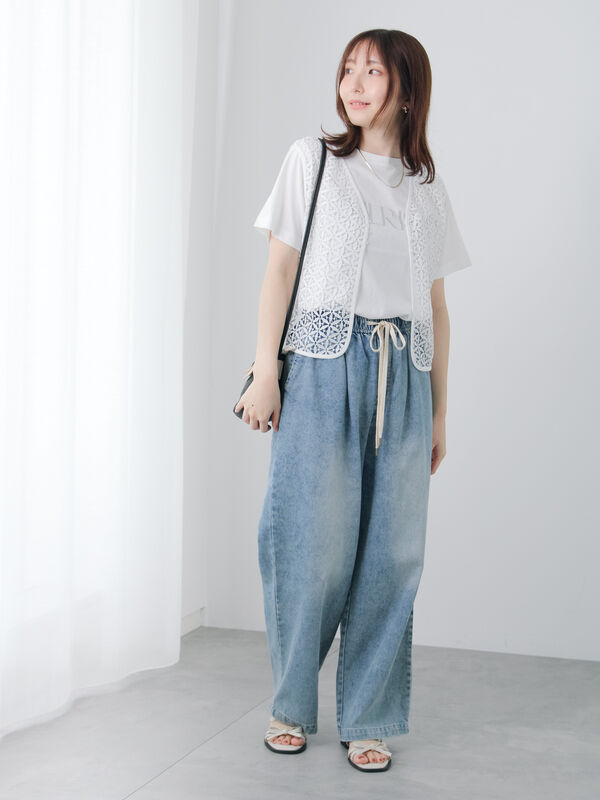 PICONE ストーン刺繍 ロングTシャツ ブラウン M 刺繍ロンT(M