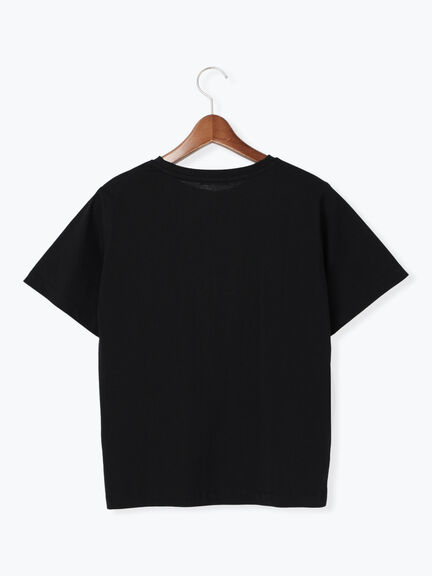 ラインストーン×刺繍Tシャツ（オフホワイト/チャコールグレー/ブラック/モカ）｜Te chichi TERRASSE（テチチ テラス）通販