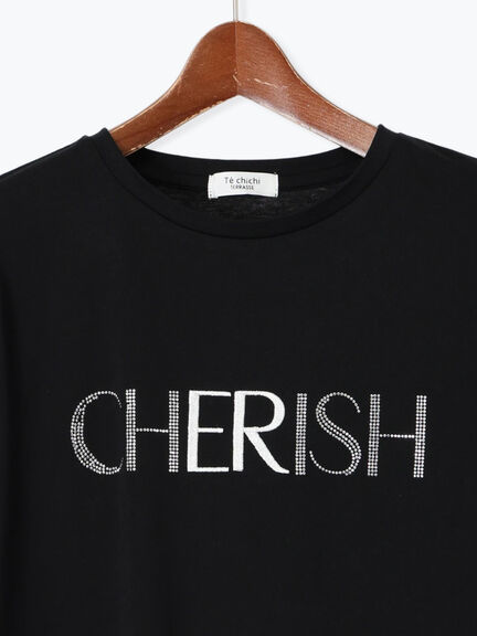 ラインストーン×刺繍Tシャツ（オフホワイト/チャコールグレー/ブラック/モカ）｜Te chichi TERRASSE（テチチ テラス）通販