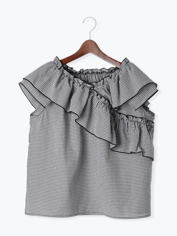 BABY TEARS ドット柄フリル　バタデコーラ64-98-175 セール】 無地/柄アソートクロスフリルブラウス（オフホワイト