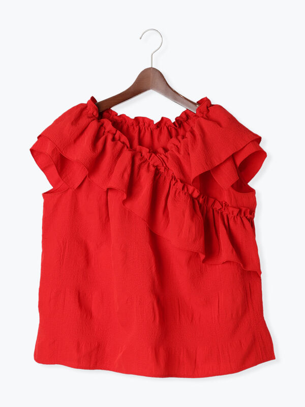 セール】 無地/柄アソートクロスフリルブラウス（オフホワイト