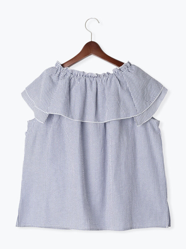 セール】 無地/柄アソートクロスフリルブラウス（オフホワイト