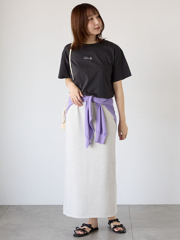 セール】 【接触冷感】ドローイングフラワーTシャツ（オフホワイト