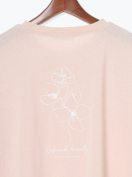 【接触冷感】ドローイングフラワーTシャツ（オフホワイト/チャコールグレー/ブラック/ピンク）｜Te chichi TERRASSE（テチチ テラス）通販
