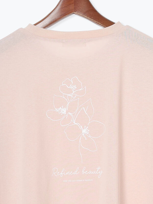セール】 【接触冷感】ドローイングフラワーTシャツ（オフ
