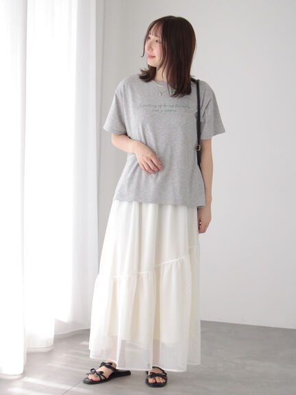【接触冷感】筆記体ロゴプリントTシャツ（オフホワイト/グレー/ブラック）｜Te chichi TERRASSE（テチチ テラス）通販