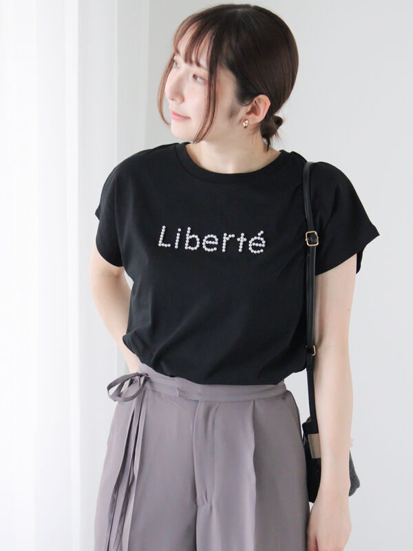 【接触冷感】パールロゴフレンチ袖Tシャツ（ブラック）｜Te chichi TERRASSE（テチチ テラス）通販