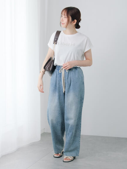 【接触冷感】パールロゴフレンチ袖Tシャツ（オフホワイト/ブラック/ネイビー）｜Te chichi TERRASSE（テチチ テラス）通販