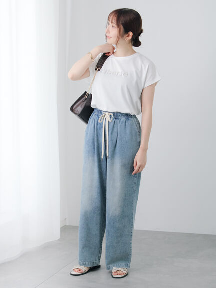 【接触冷感】パールロゴフレンチ袖Tシャツ（オフホワイト/ブラック/ネイビー）｜Te chichi TERRASSE（テチチ テラス）通販