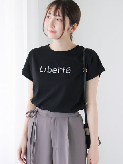 【接触冷感】パールロゴフレンチ袖Tシャツ（オフホワイト/ブラック/ネイビー）｜Te chichi TERRASSE（テチチ テラス）通販