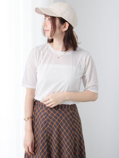 【Hidden Gems】ストライプ ハーフスリーブ ティー AFF AIVER ラメフライスラグランハーフスリーブTEE