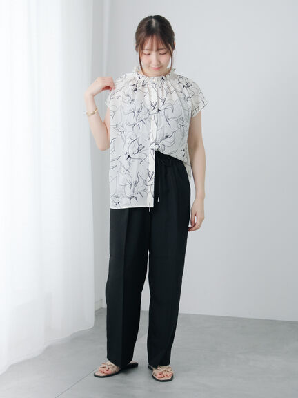 【セットアップ可】麻調イージーパンツ（チャコールグレー/ブラック/ベージュ）｜Te chichi TERRASSE（テチチ テラス）通販