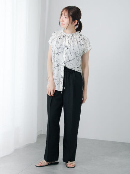 【セットアップ可】麻調イージーパンツ（チャコールグレー/ブラック/ベージュ）｜Te chichi TERRASSE（テチチ テラス）通販