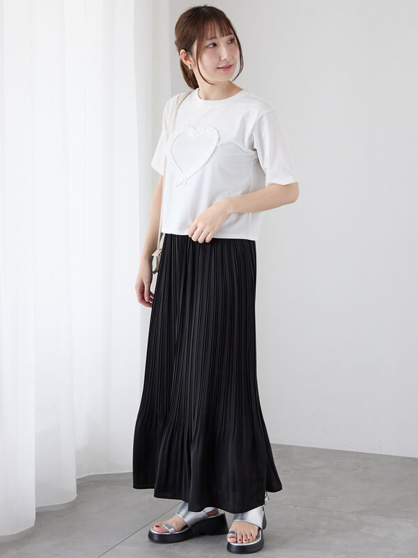 セール】 【選べる着丈】消しプリーツスカート（チャコールグレー