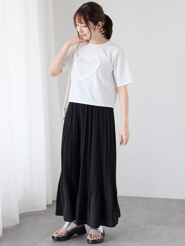 セール】 【選べる着丈】消しプリーツスカート（チャコールグレー