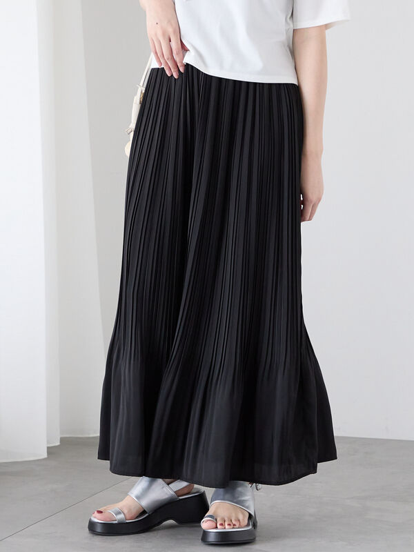 セール】 【選べる着丈】消しプリーツスカート（チャコールグレー