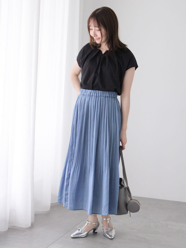 セール】 【選べる着丈】消しプリーツスカート（チャコールグレー