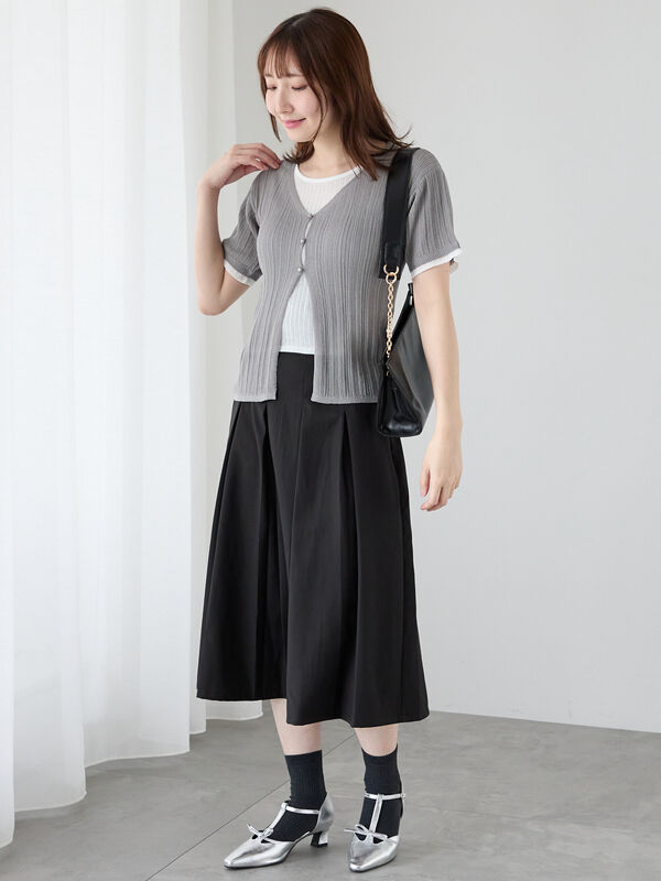 smyeon ミディボックス プリーツスカート ドット Midi box pleats skirt/ミディボックスプリーツスカート