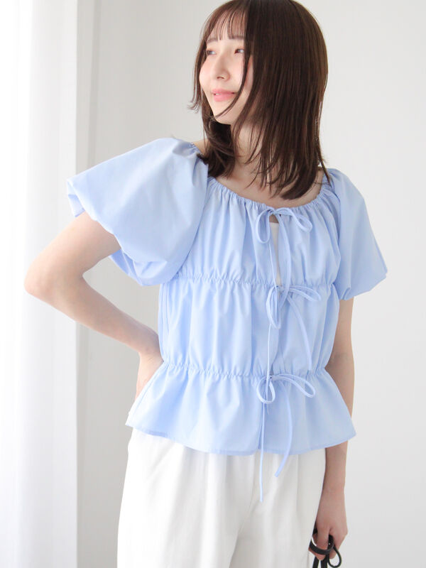 TOGA PULLAシースルーシャツ 半袖 ライトブルー TOGA PULLAシースルーシャツ 半袖 ライトブルー