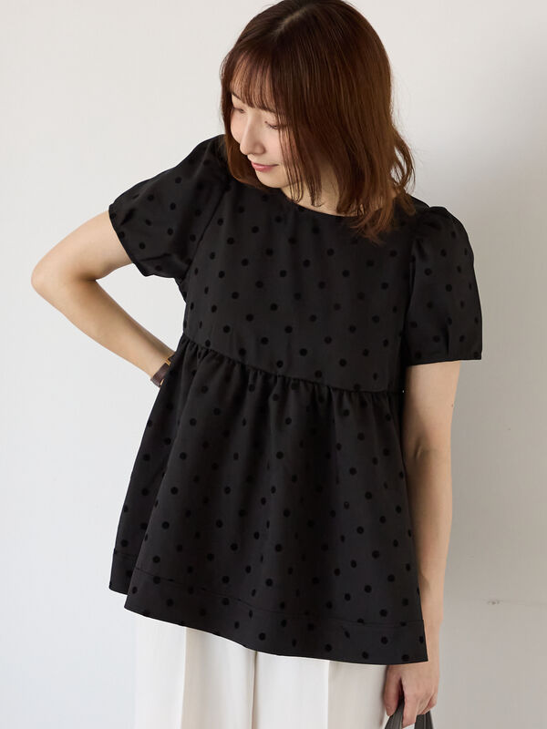 新品　フロッキードット丸襟Tee フロッキードット丸襟Tee | all item| yori