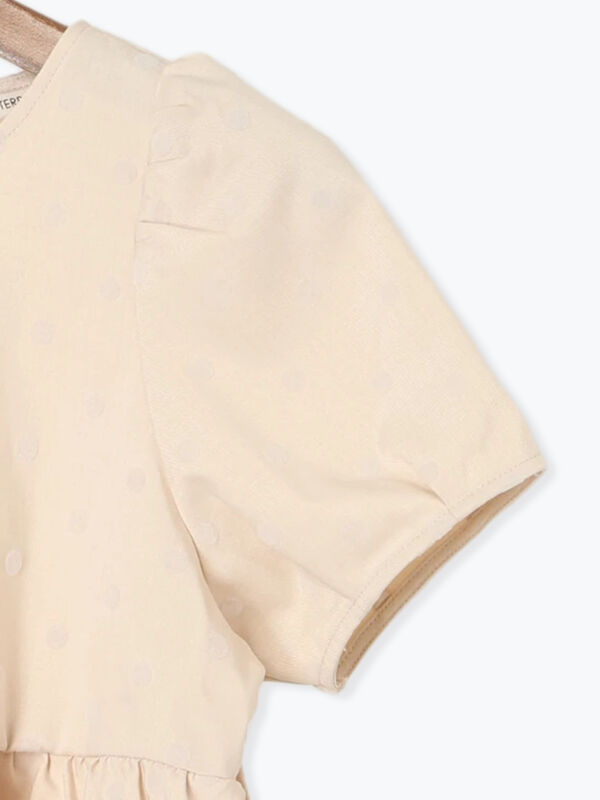 極美品　yori フロッキードットカラーteeブラウス　カットソー　白　F 極美品 yori フロッキードットカラーteeブラウス カットソー 白